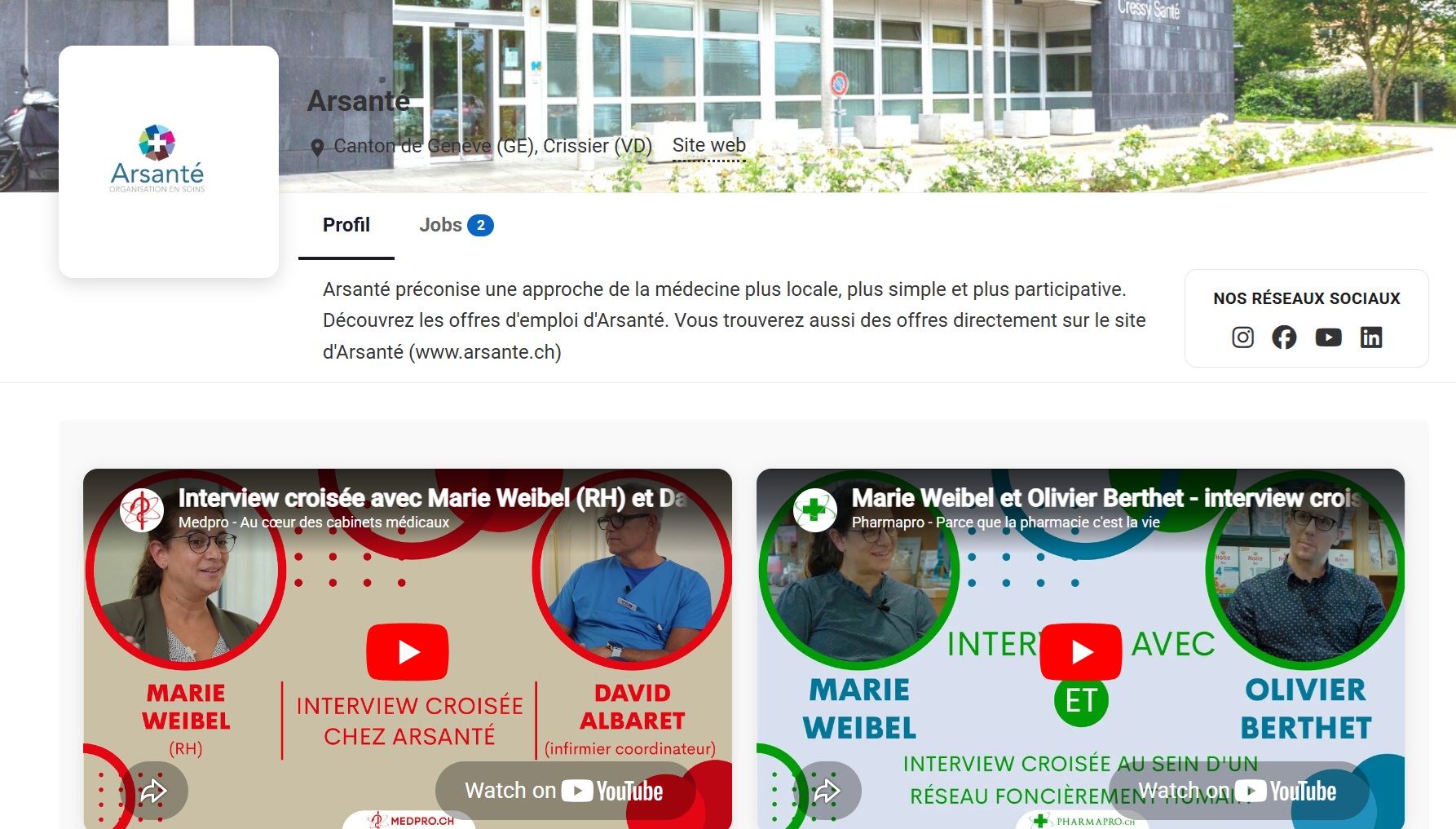 Aperçu page carrière Arsanté