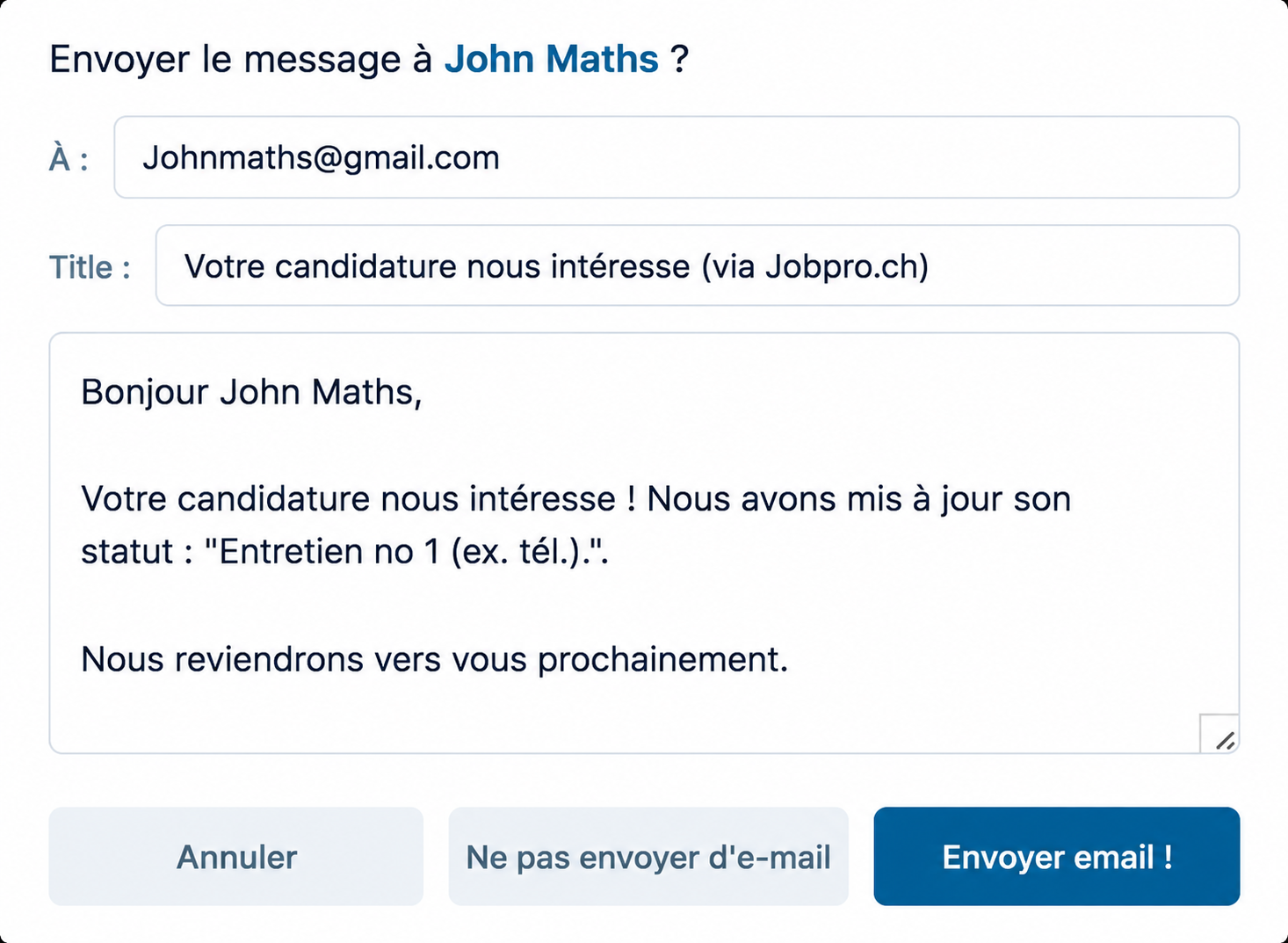 Automatisation des messages et notifications Jobpro